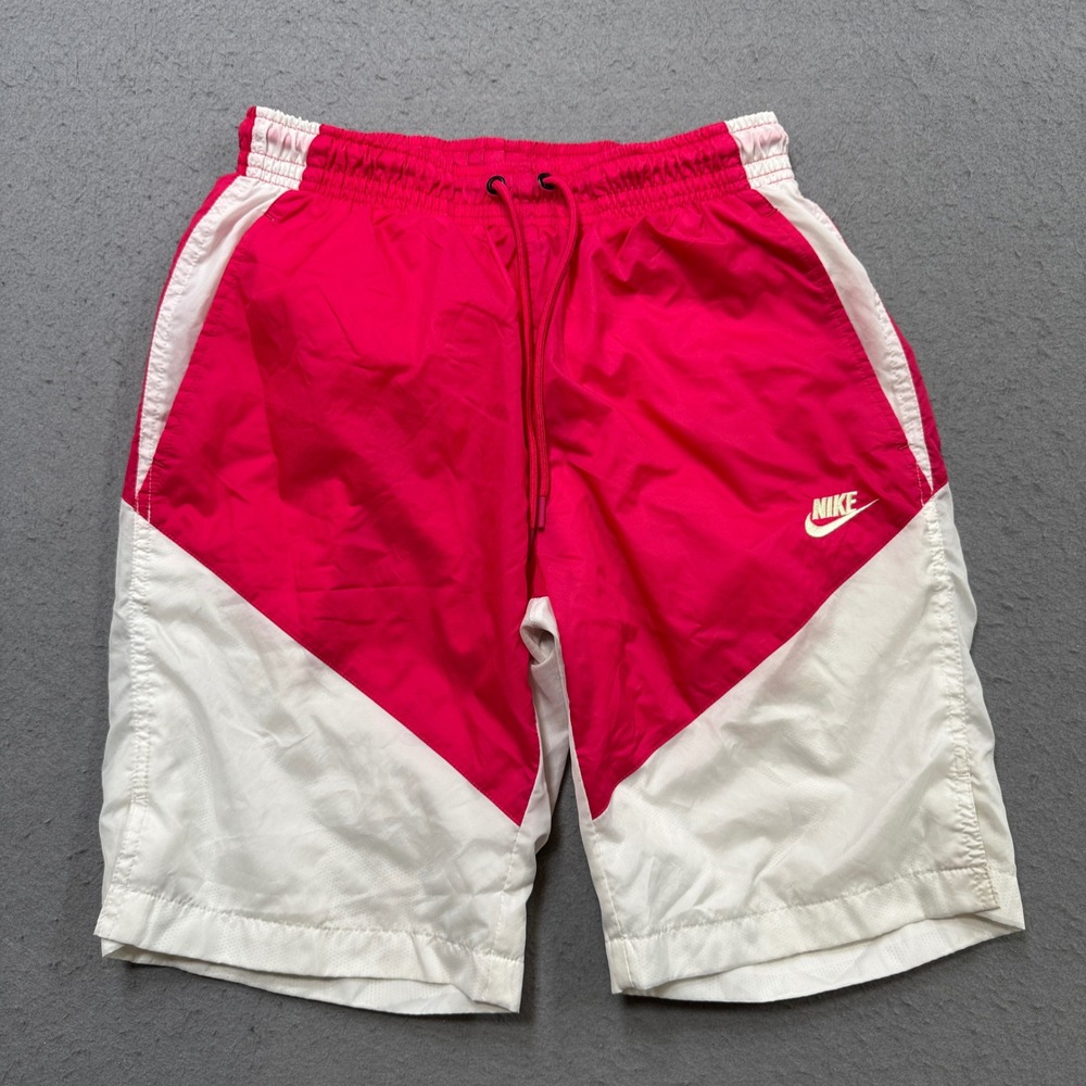 Nike Athletic Shorts Men's Small Pink White Colorblock Nylon Mesh Lined Training